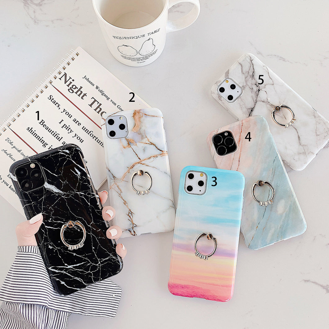Smart Ring Marble Design iPhone Card Case